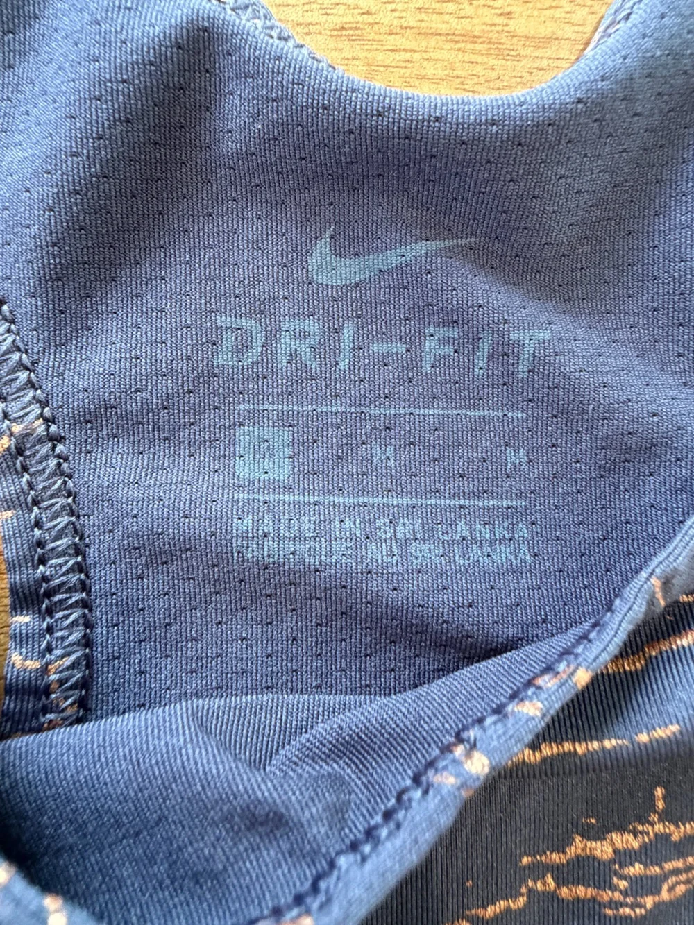 Nike Dri-Fit Charcoal Tank Top with Copper Metallic Stripe Print Size Medium